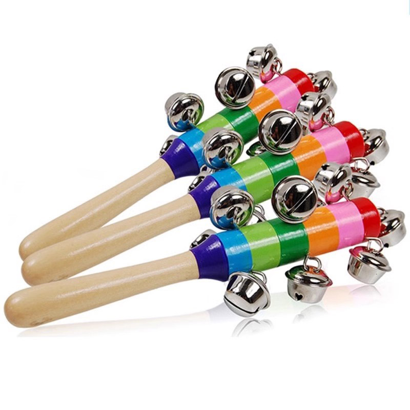 5PCS Wooden Jingle Hand Bells  - Kids Toys Xylophone ulasan dan harga