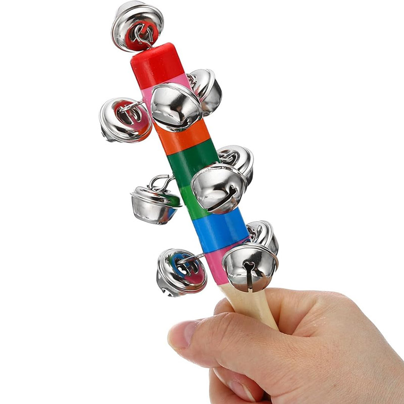 5PCS Wooden Jingle Hand Bells  - Kids Toys Xylophone ulasan dan harga