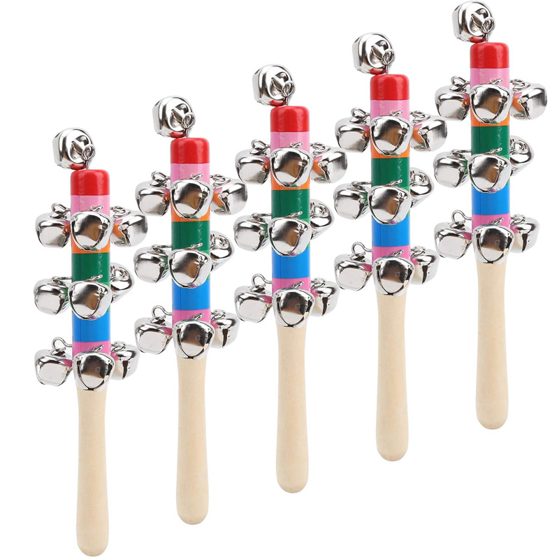 5PCS Wooden Jingle Hand Bells  - Kids Toys Xylophone ulasan dan harga