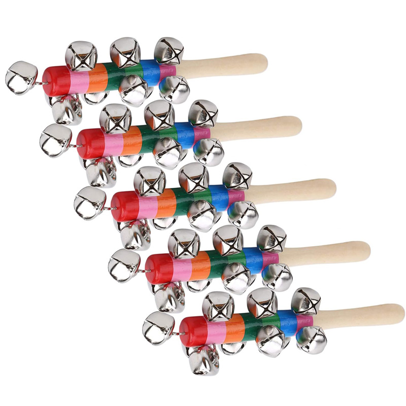 5PCS Wooden Jingle Hand Bells  - Kids Toys Xylophone ulasan dan harga