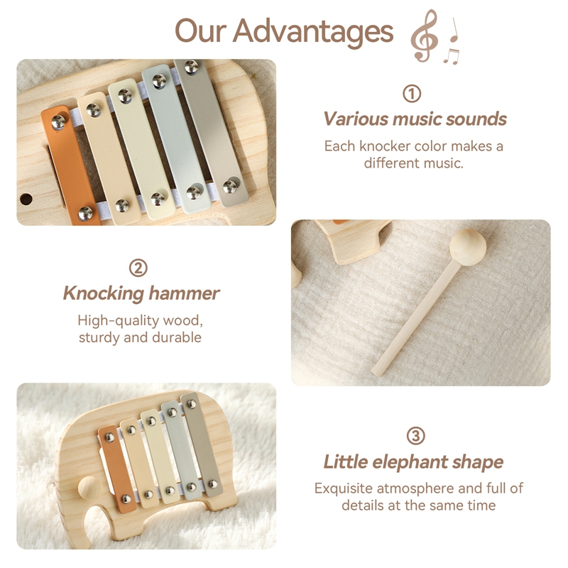 Montessori Wooden 5 Tones Mult - Kids Toys Xylophone ulasan dan harga